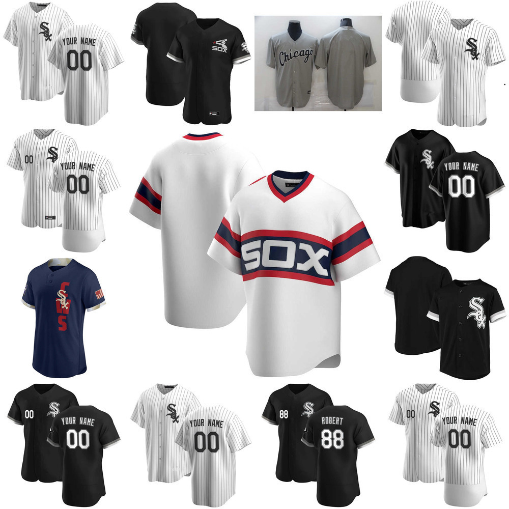 

Custom Jersey Chicago''White''Sox Mens women Youth 8 Bo Jackson 10 Yoan Moncada 88 Luis Robert 33 James''McCann Baseball Jerseys white black grey, Color