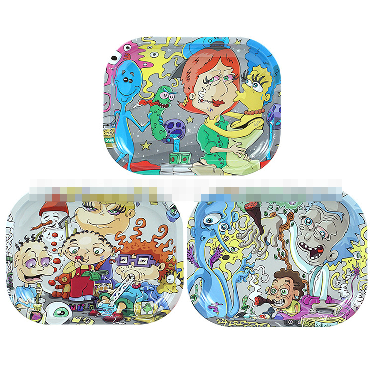 

Cartoon Smoking Accessories Tobacco Rolling Tray 180x140mm Metal Cigarette Tobacco Disc Tinplate Herb Handroller