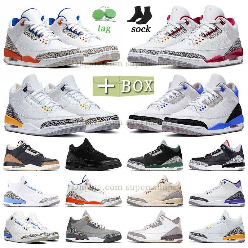 Nouvelle mode jumpman 3 3s chaussures de basket-ball avec boîte d'origine feu rouge 2022 slime ombragé noir or animal pack instinct pien vert rou