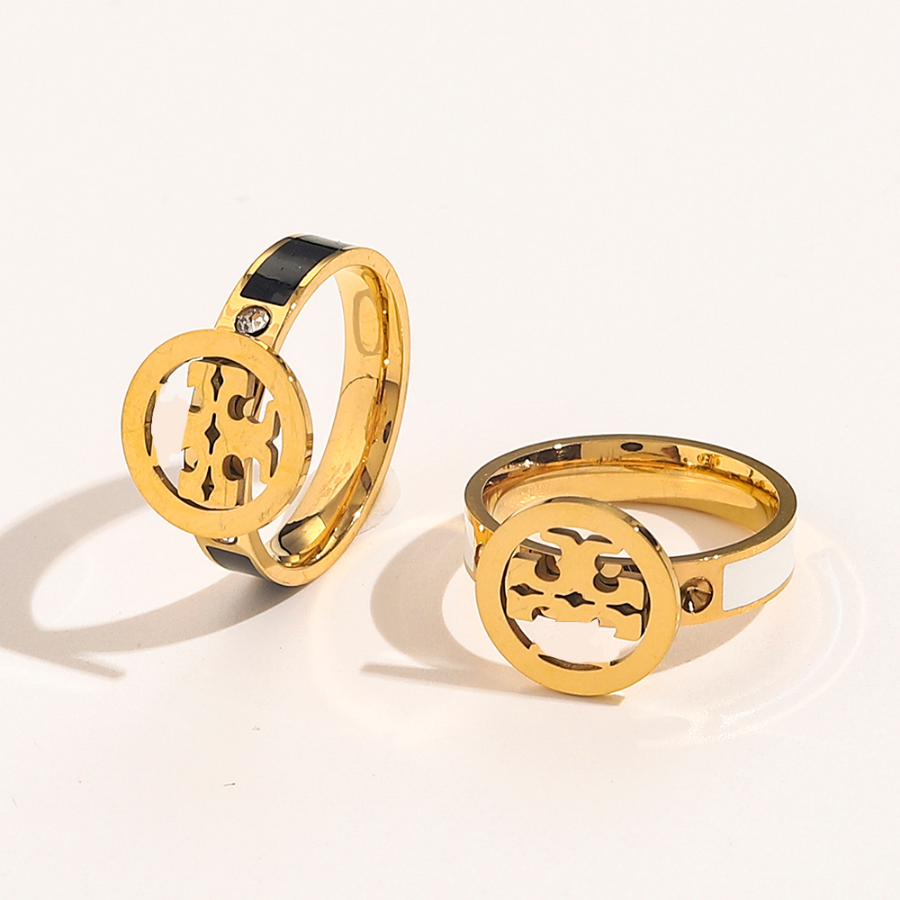 

Luxury Jewelry Designer Rings Women Love Charms Wedding Supplies Black White 18K Gold Plated Stainless Steel Ring Fine Finger Ring ZG1527