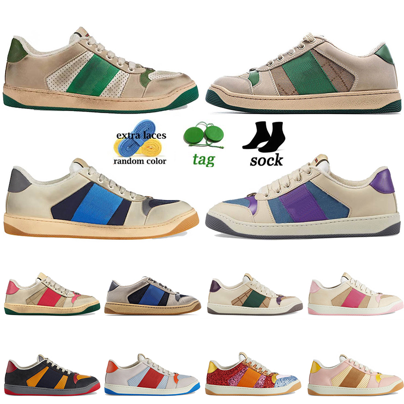 Screaster cuir rose chaussures sneaker de créateur vintage en détresse pour hommes femmes blancs floraux à rayures sales salets vieux sneakers pl
