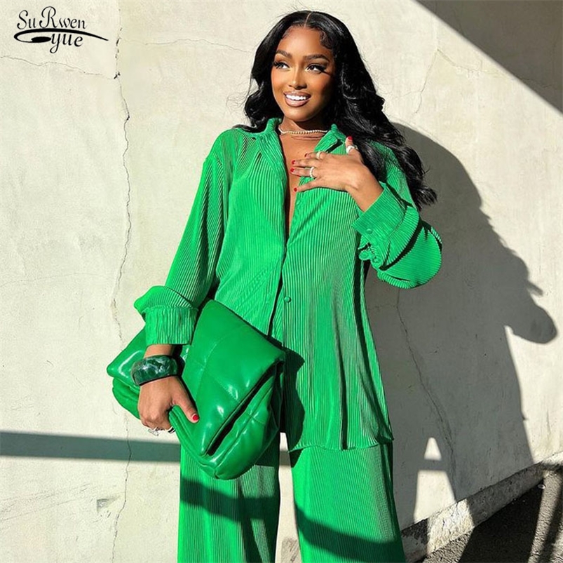 

Women' Two Piece Pants Casual Shirts and Long Pant Two Piece Set Women Outfits Office Long Sleeve Tops Lady Trousers Set Loose Suit Clothing 22143 220913, Black