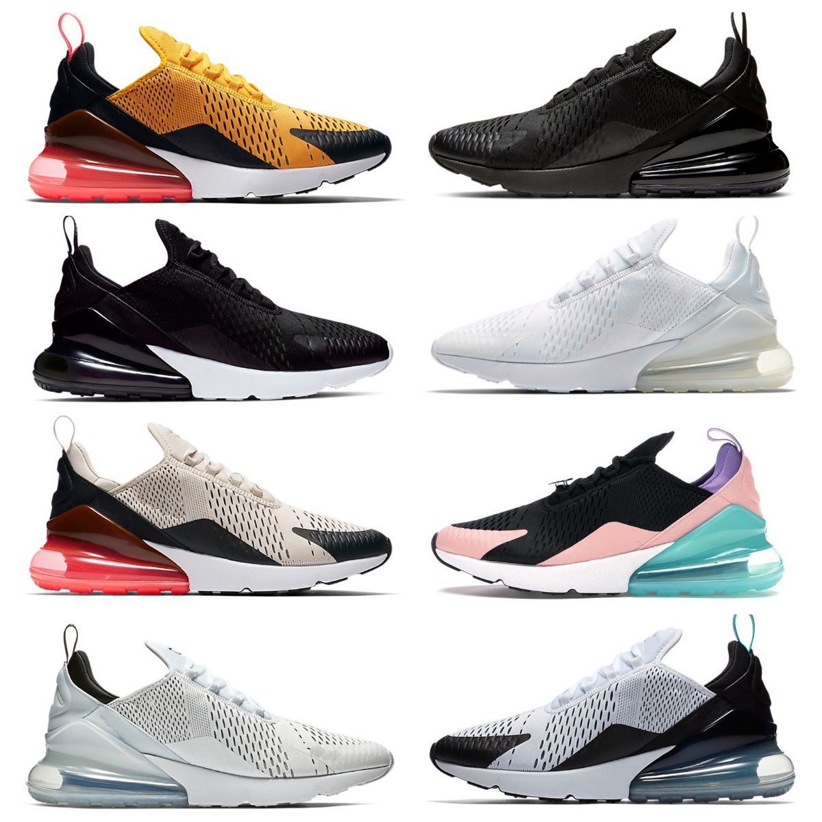 

270s men woman running shoes 270 Triple White Black Oreo Barely Rose Dusty Cactus Photo Blue University Gold Neon Green airs mens trainers womens sports sneakers, Bubble package bag