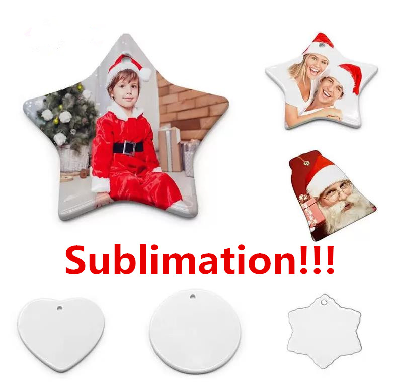 

Sublimation Blank Ceramic Pendant Party Favor Creative Christmas Ornaments Heat Transfer Printing DIY Ceramic Ornament