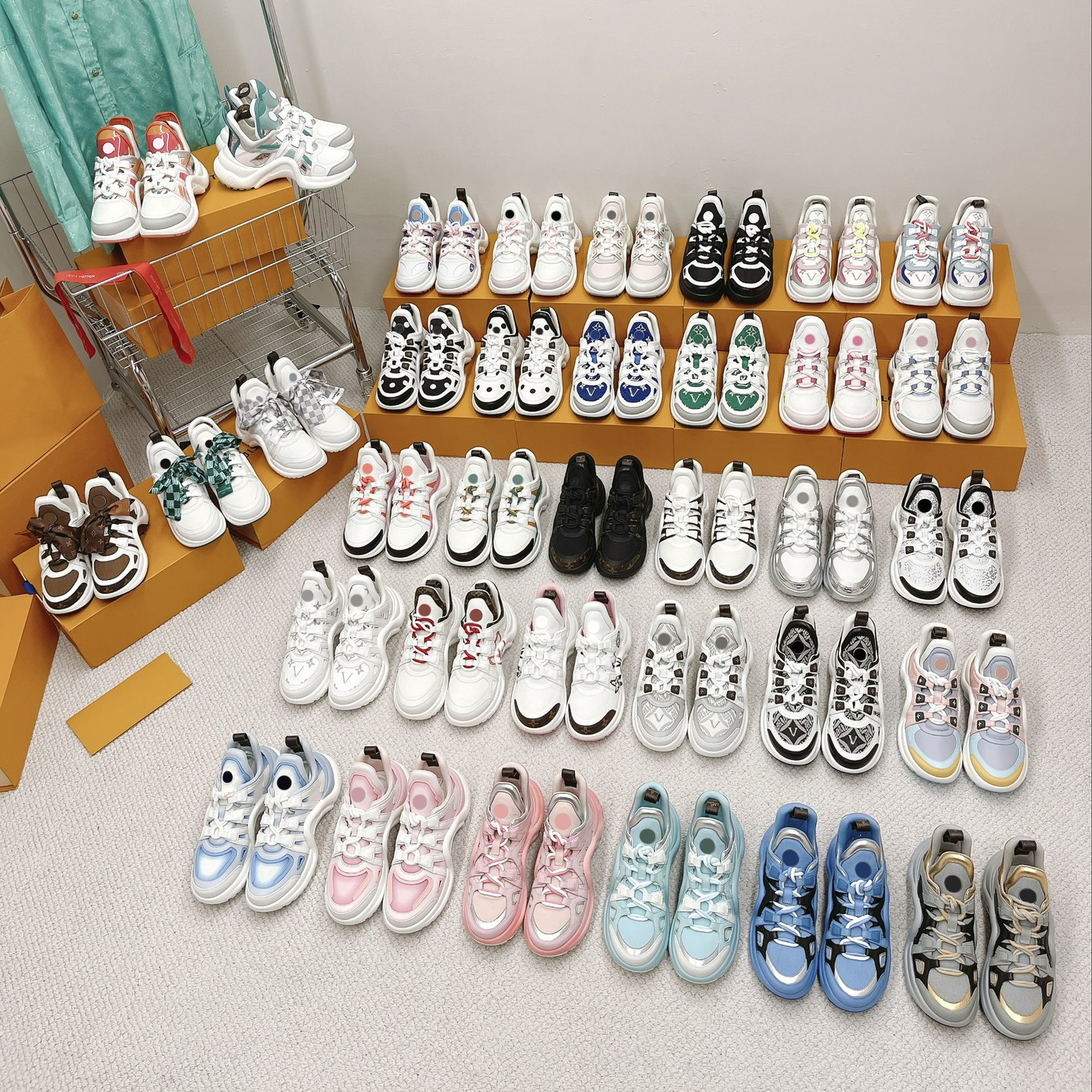 

Luxurys Designers Casual Shoes Archlight Sneaker Mesh Black Breathable Bow Womens Sneakers Lace-up Trainers Height Increasing Dad Shoe Leather Sneakers size 35-40, Customize