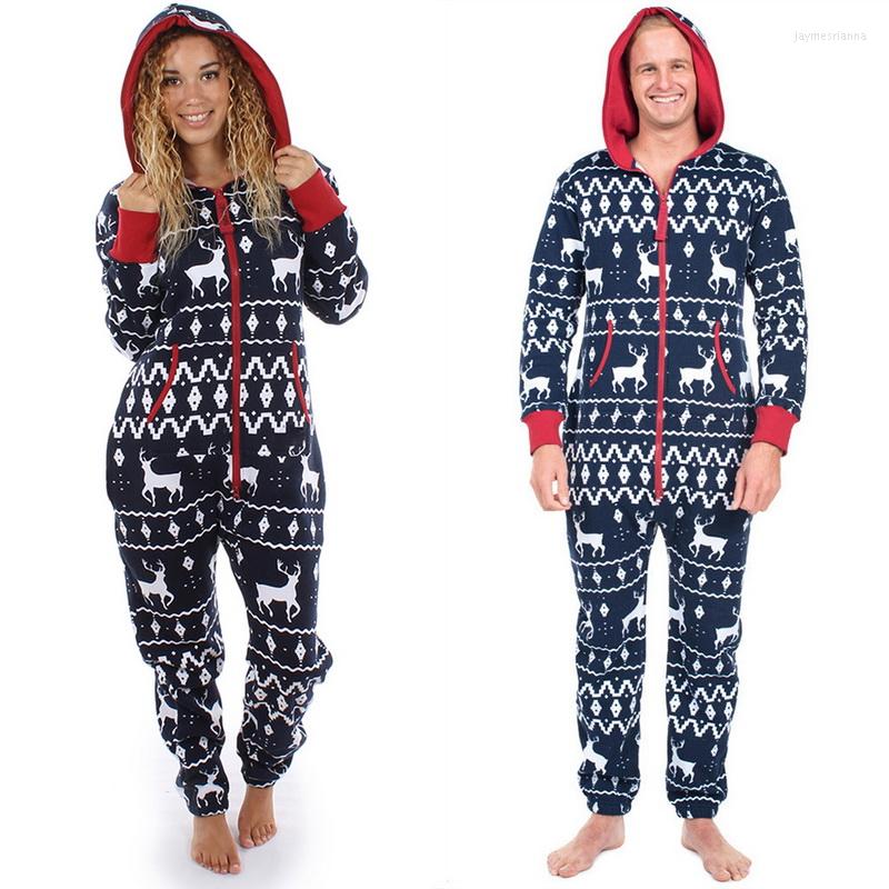 

Men's Tracksuits Unisex Sets Male Women Plus Size Family Fitted Christmas Pajamas Holiday Costume Deer Hooded Zipper Set