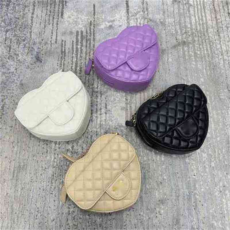 

Evening Bags Luxury Brand design 3191 Letter plaid woman's shoulder Chain CC bag lambskin heart shape messenger bags real Leather mini eveni, Picture show