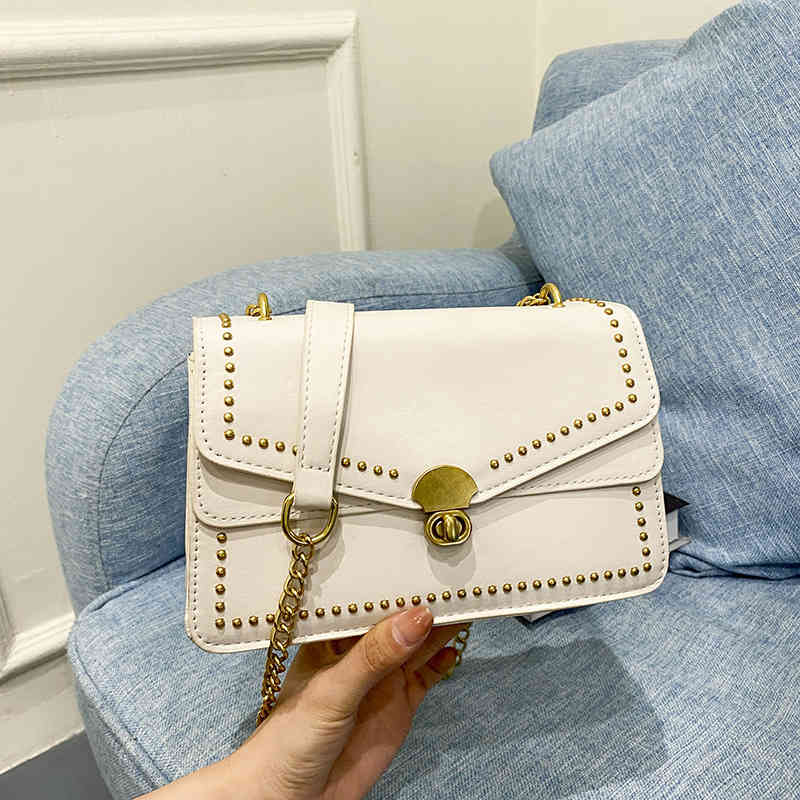 chain bag female 2022 fashion new style one shoulder messenger leisure buckle small square Purses Outlet-image-802169238