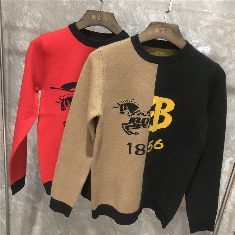 

Bu 22 rb mens sweater TB embroidered wool shirt designer sweaters men round neck casual long sleeve pullover coat, Black