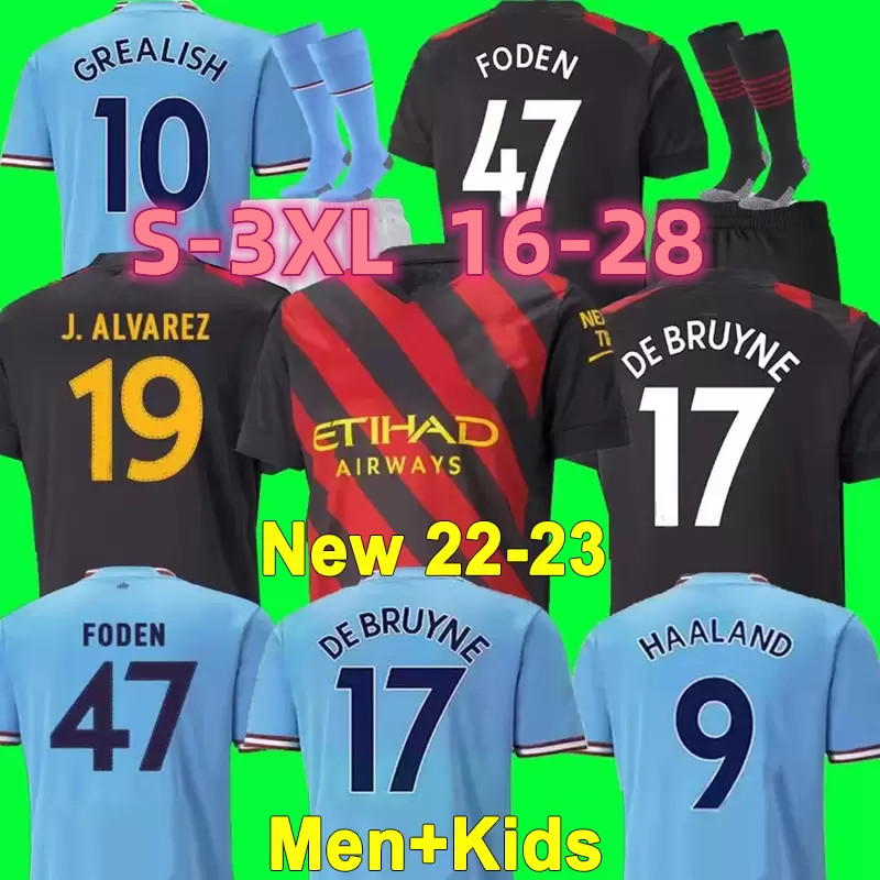 

21 22 23 HAALAND SOCCER JERSEYS GREALISH STERLING MANS CITIES MAHREZ fans player version DE BRUYNE FODEN 2022 2023 football tops shirt kids kit sets uniform Boys, Bag