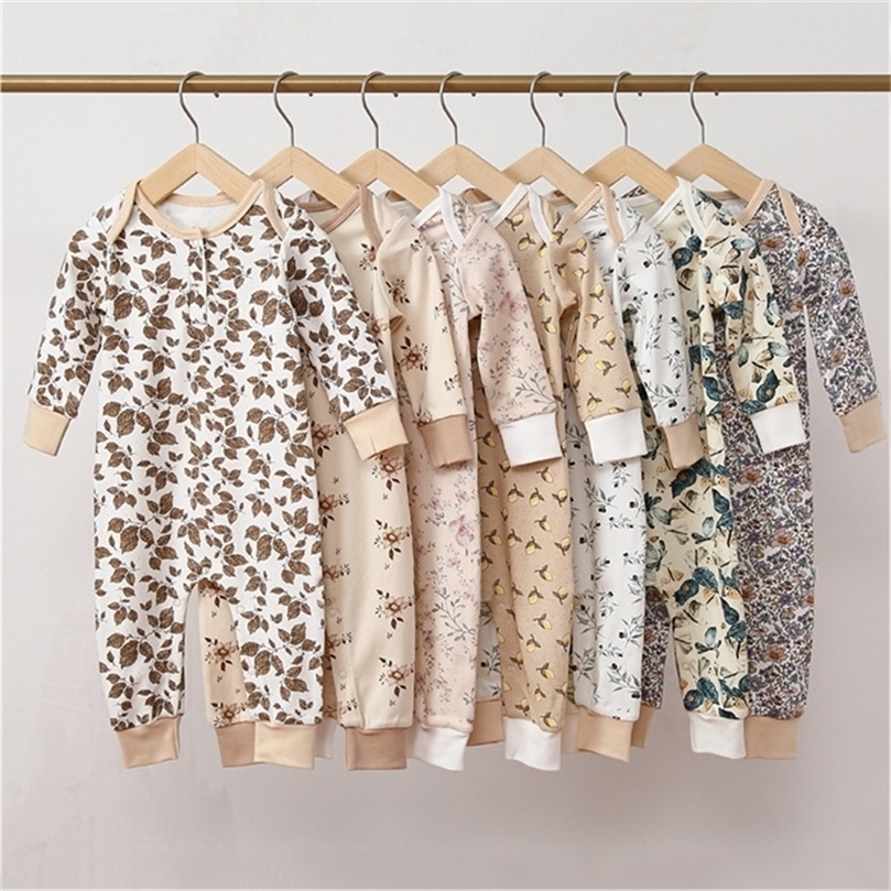 Rompers Spring Summer Baby Clothes Floral born Boy Girl Romper Long Sleeves Soft Cotton born Jumpsuits Outfits Infant Clothing 220913