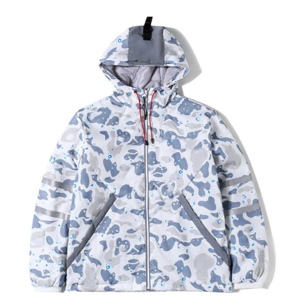 

Fashion Winter Down puffer coat Womens down Jacket Thickened Downs Coats Camouflage shark printing mouth Hip hop full zip keep warm Casual Coat1, 12