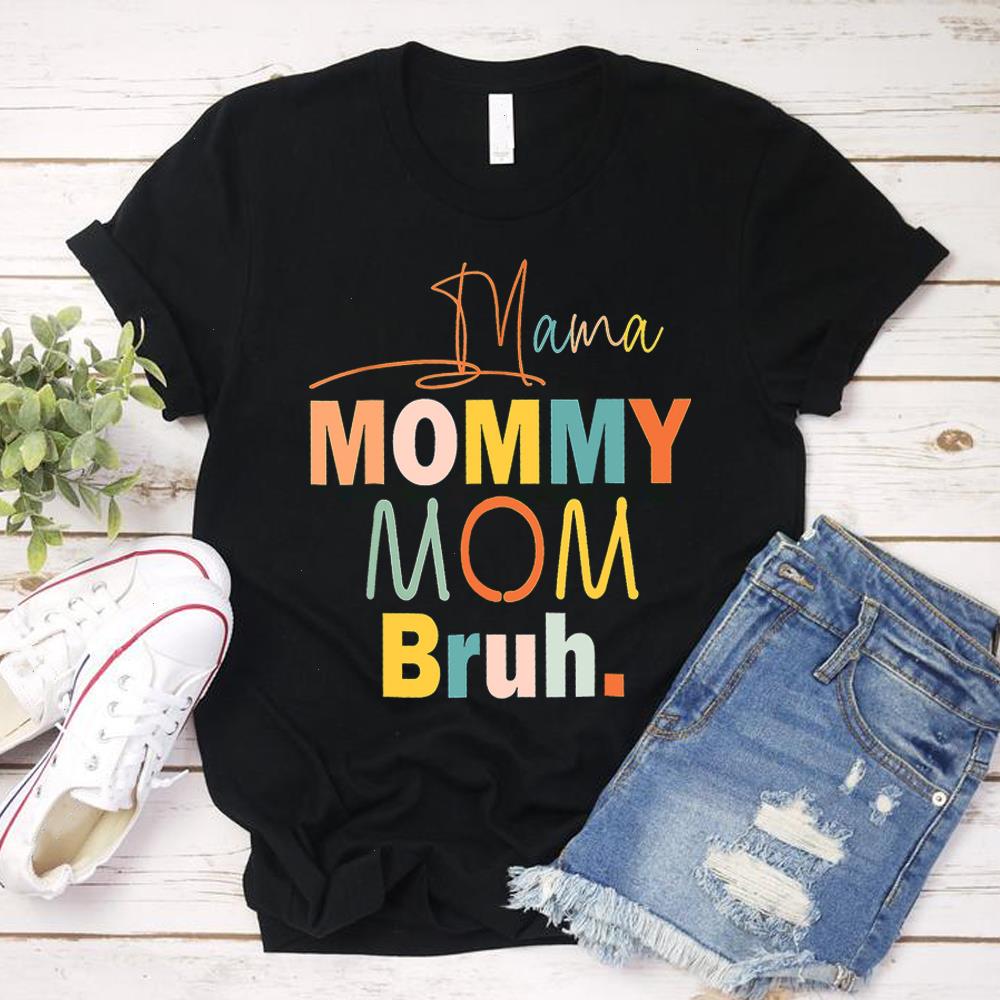 

Mama Mommy Womens T Shirt Mom Bruh Funny Sayings Graphic Cotton Tees For Mothers, Yellow