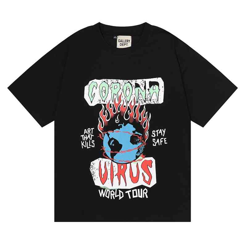 

Designer Luxury t Shirt Summer Short Sleeve Ins American Fashion Brand Galery Dept High Street Flame Print Round Neck T-shirt Men' Casual, White