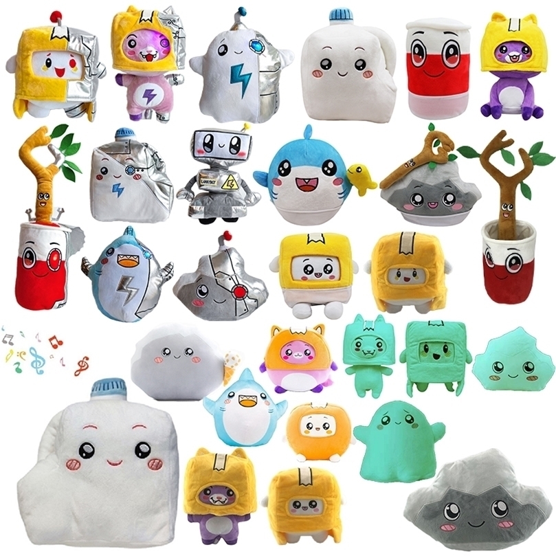 

Plush Dolls 2035cm Lankybox Plush Toy Mechanical series with Light Thicc Shark Cyborg Boxy Cyborg Cartoon Robot Doll Kawaii Kid Gift 220913, Sky blue