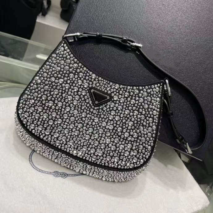 

designer bags fashion luxury bag the same king rhinestones flash full of rhinestones underarm hand bags mini bag 2022, Gold