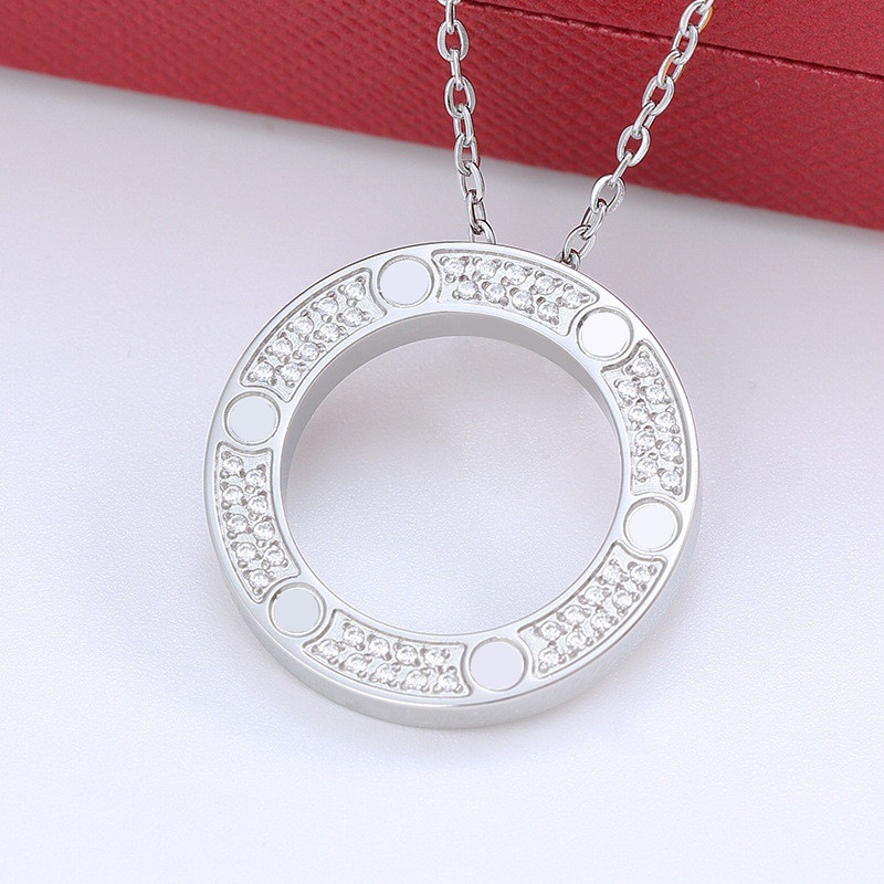 

Designer necklace luxury necklace gold rose silver Necklaces for Women Anniversary Circle Pendant Stainless Steel diamond Pendants jewelry chain with box
