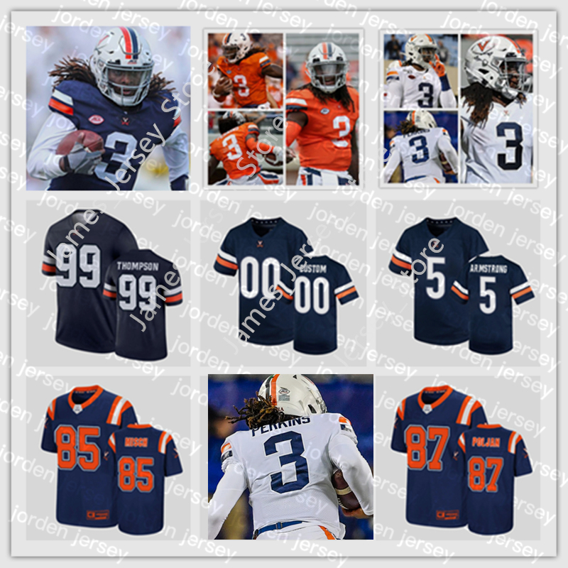 

NEW American College Football Wear 2022 NCAA UVA Custom Virginia Cavaliers Stitched Football Jersey 6 Nick Jackson Jerseys 10 Ben Smiley III, Navy&orange