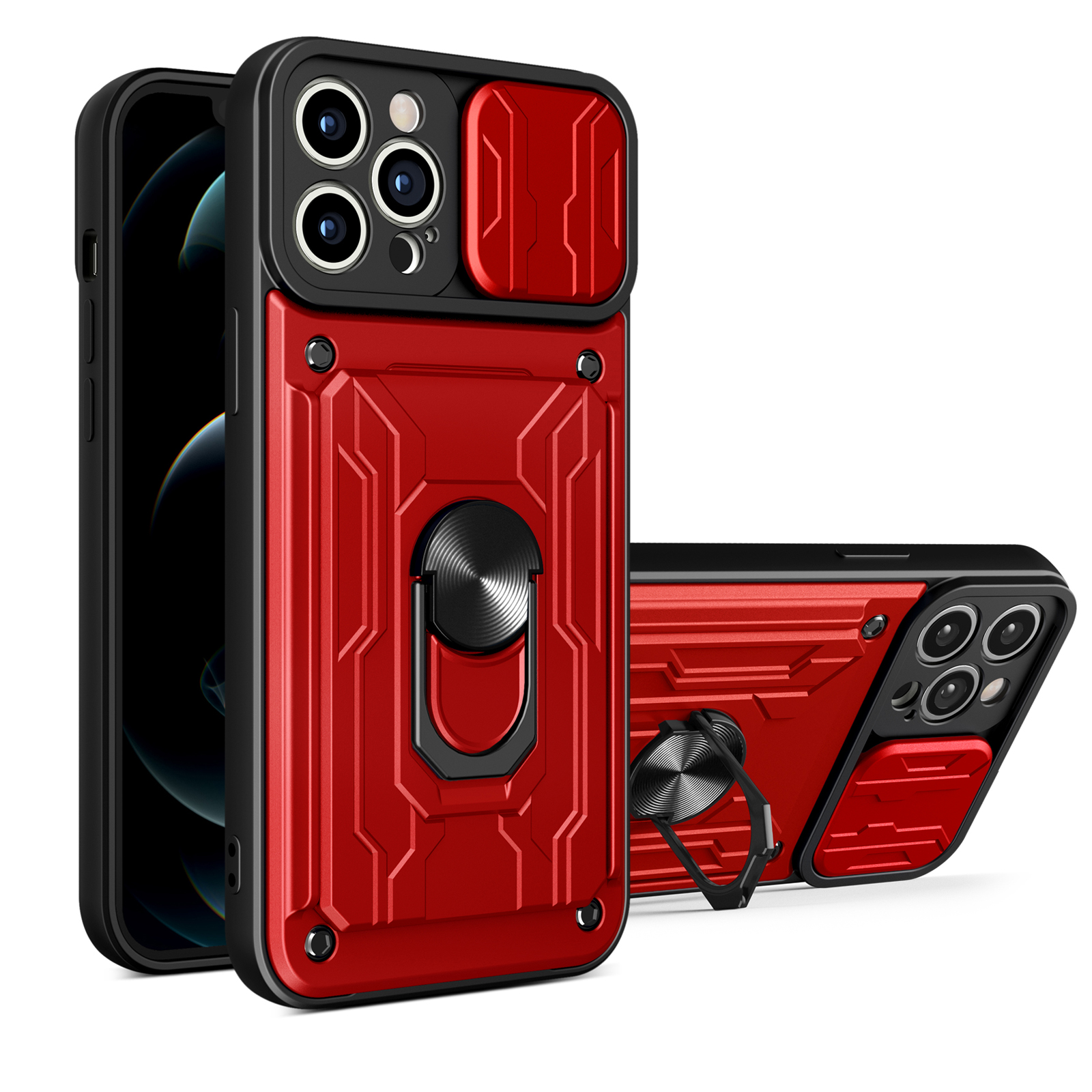 

Shockproof Magnetic Finger Ring Kickstand Cases For iPhone 14 Pro Max 13 12 11 XS Max XR X 8 7 Plus Lens Protection Card Holder Stand Phone Cover Funda, Rose gold
