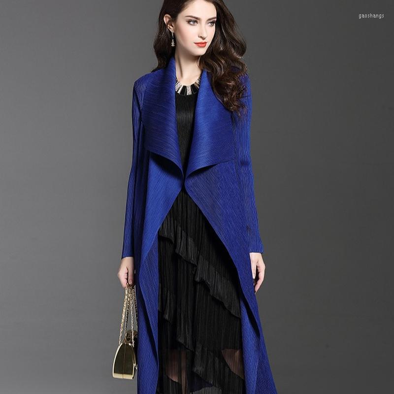 

Women' Trench Coats Autumn 2022 Sanzhai Pleated Women' Windbreaker Long Cape Coat Large Fashion Wear, Khaki