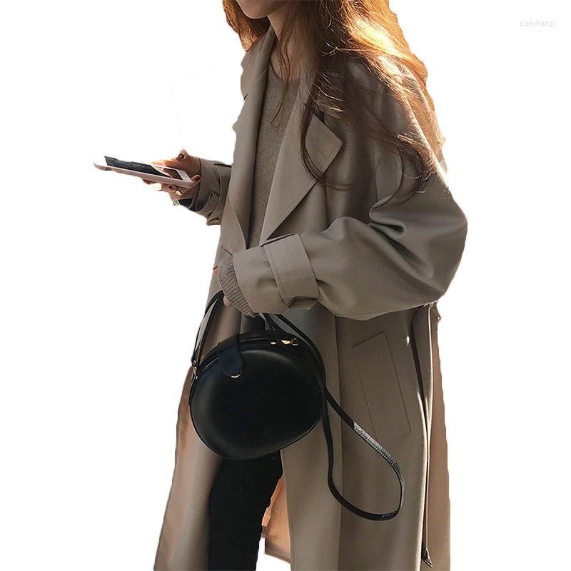 

Women' Trench Coats Fashion Windbreaker Women' Mid-length Over The Knee 2022 Spring Autumn Style British Long Coat 144c, Black