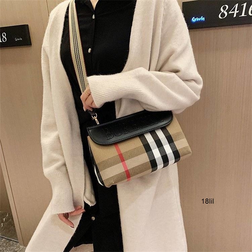 

Burbrerys Bags Women Handbags Bag Womens net red single shoulder Crossbody Plaid Canvas Handbag fashionable and versatile foreign style Kore, Black