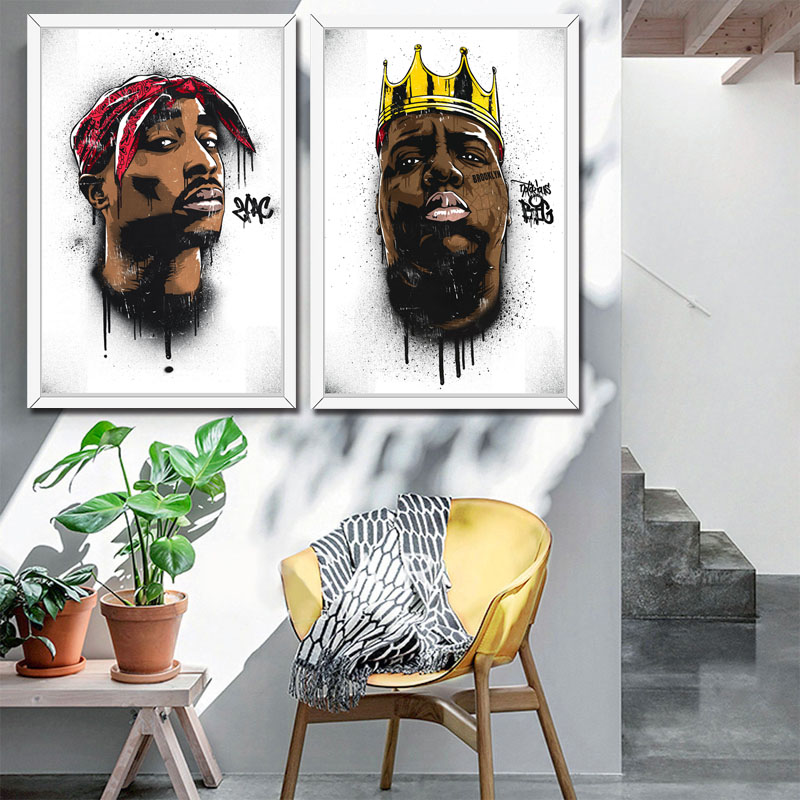 

Canvas Painting The infamous B.I.G Biggie Smalls Tupac Shakur Rapper Posters Prints Wall Art Picture Living Room Decor Cuadros NO FRAME
