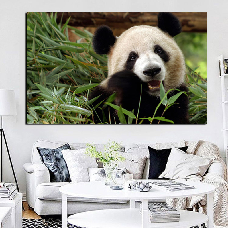 

Print Wall Pop Art Animal Bamboo Panda Bear Landscape Oil Painting on Canvas Poster Modern Wall Picture For Living Room Cuadros
