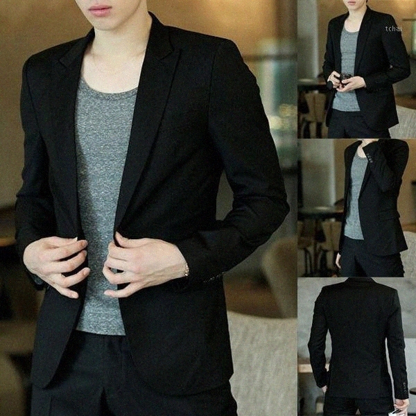 

Men's Suits & Blazers men's Suits & Blazers Men Blazer Coat Slim Suit Korean Style Black Casual Business Daily Jackets CXZ P8AN#, As pic