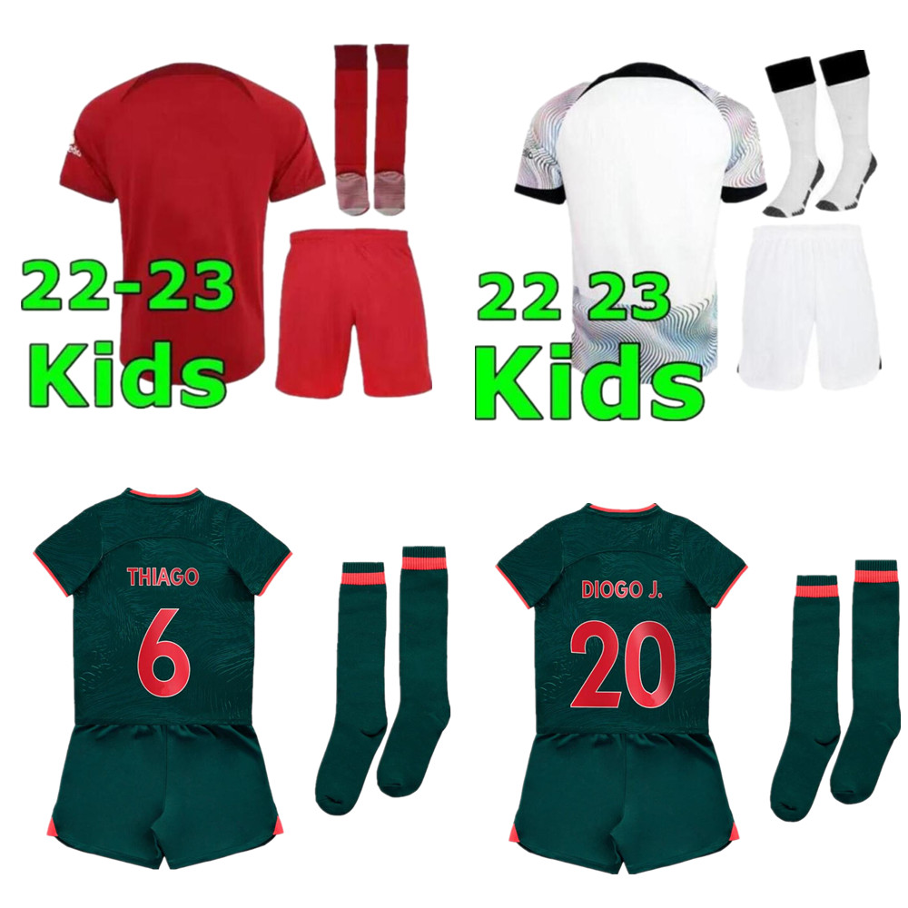 

kids 2022 2023 football kits Tracksuits FIRMINO DIOGO JOTA DIAZ ALEXANDER-ARNOLD ROBERTSON HENDERSON ALCANTARA FABINHO MILNER BECKER NUNEZ Kids footbal kit, 22/23 away