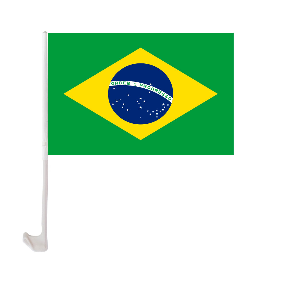 

Brazil Car Flag 30x45cm Window Clip Brazilian Flags Polyester UV Protection Car Decoration Banner with Flagpole