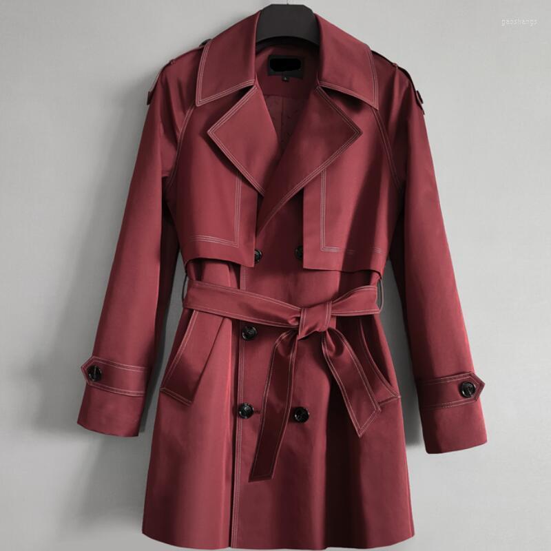 

Women's Trench Coats /Spring Women Fashion Double-breasted Loose Contrast Casual Jacket Personalized Customization Large Size /S-6XL, Gray