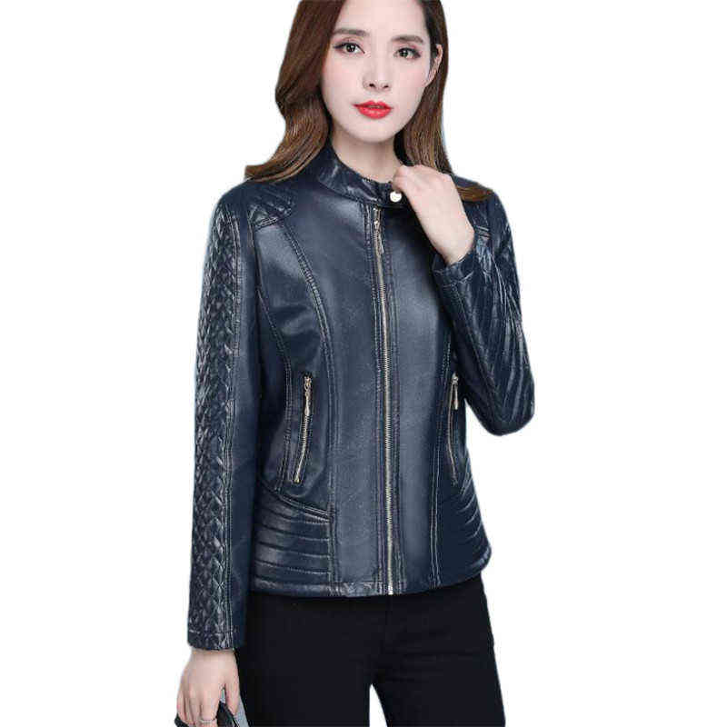 

Women's Jackets Faux Leather Coat Women Autumn Korean Short Slim Black Tops Office Lady Long Sleeve Fashion Yellow Fishtail Plaid Jacket JD310 0908