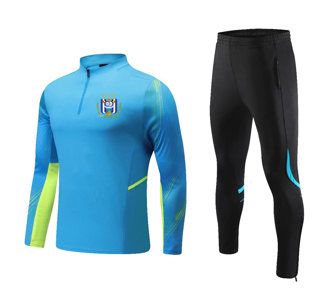 

2022 Royal Sporting Club Anderlecht New Tracksuits men kids kit adult children's football training suit half zipper sportswear set Soccer Jerseys, No 4
