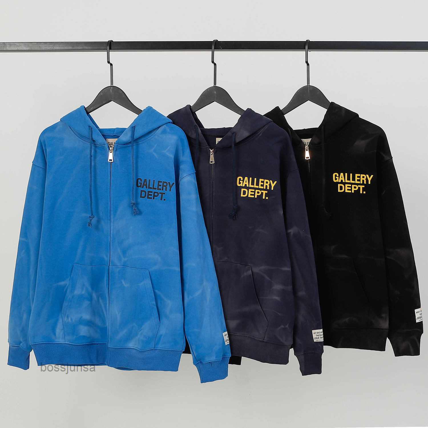 

Hoodies Galleryssh Streetwear Mens Sweaters DEpt Splash Designer High version American fashion letter printed washing water used men' and women' zipper hood 3RUH, Black
