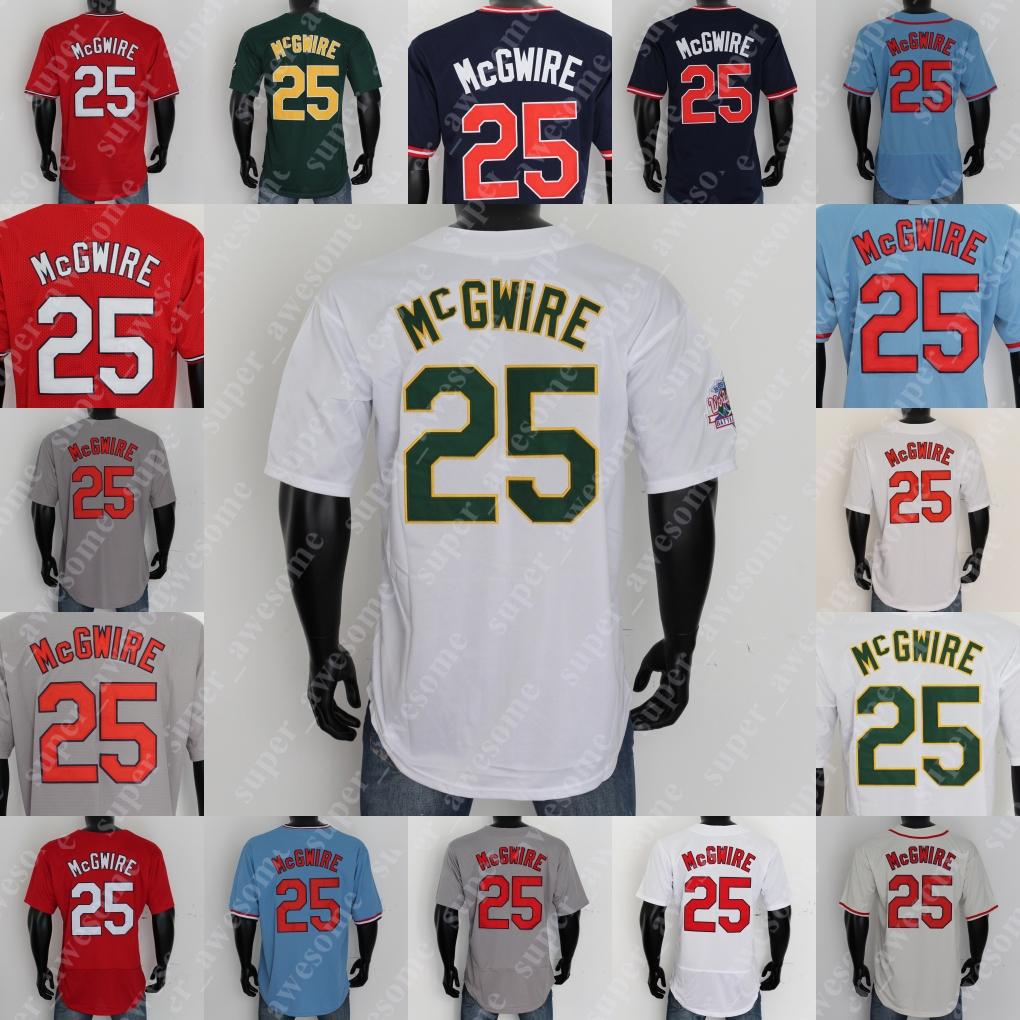 

Mark 25 McGwire Jersey 1989 White Green Red Gray Light Blue Navy, White cool base