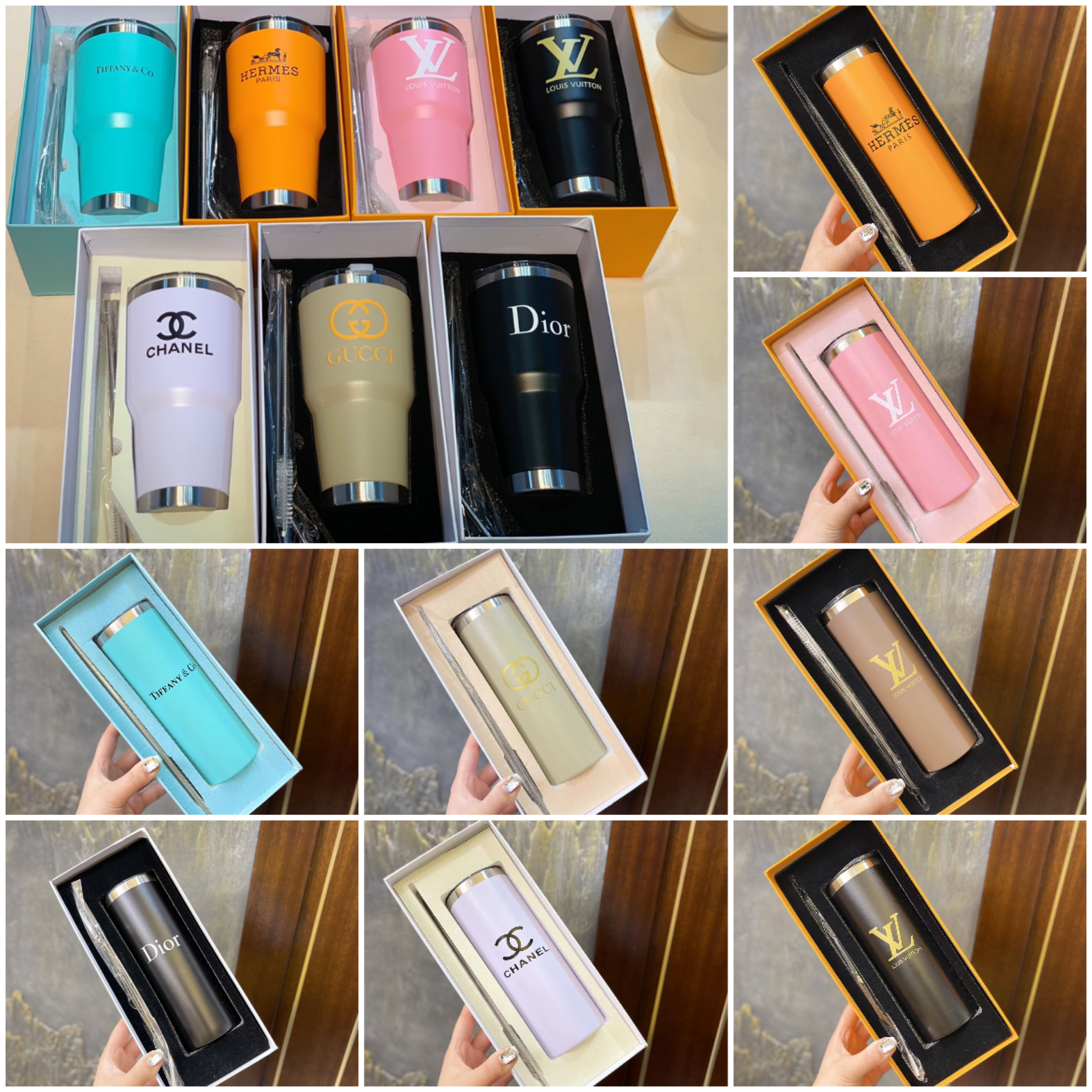 

Dupe Brand Water Cups Arts With Straw ABS Material Stainless Steel Include Box