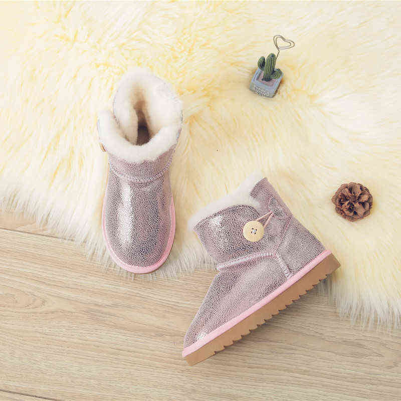 Children's snow boots fur integrated girls' boots baby middle boots cotton winter