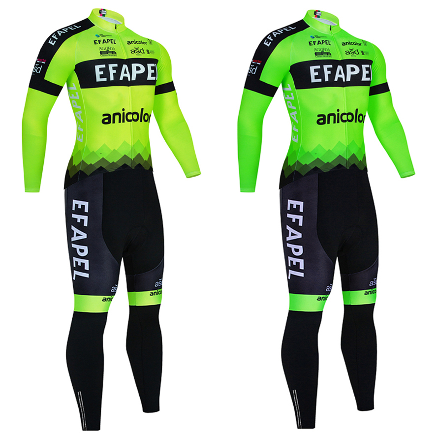 

Green EFAPEL Cycling Team Jersey Men Winter Bike Jacket Pants Sportswear Thermal Fleece MTB Pro Bicycle Clothing, Yellow