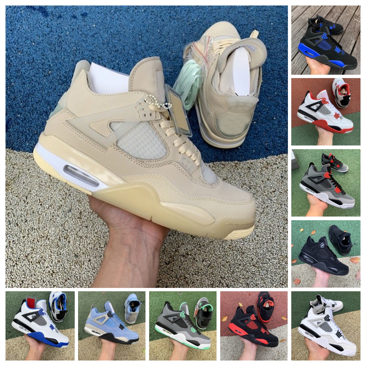 

Jumpman 4 4s Basketball shOes Mens Women University Blue Sail White Oreo Military Black Cat bred Fire Red Thunder Infrared Pure Money White Cement Designer Sneakers, Bubble package bag