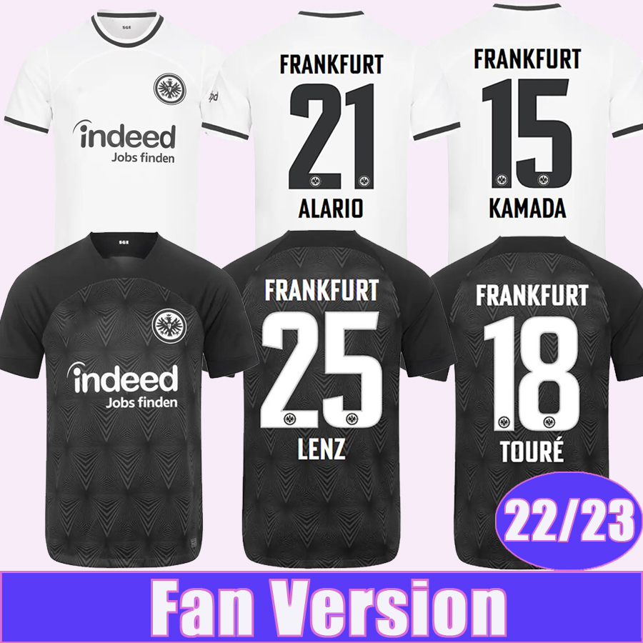 

2223 Eintracht Frankfurt KAMADA Mens Soccer Jerseys LENZ NDICKA TOURE BORRE ALARIO Home White Away Football Shirts, Qm9473 22 23 home bundesli.. patch