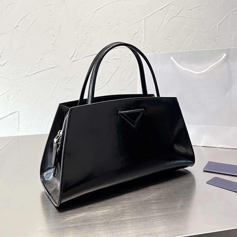 

Women Handbag Tote Bag Shoulder Crossbody Bags Genuine Leather Zipper Closure Triangle Sign Solid Color Large Capacity Pocket
