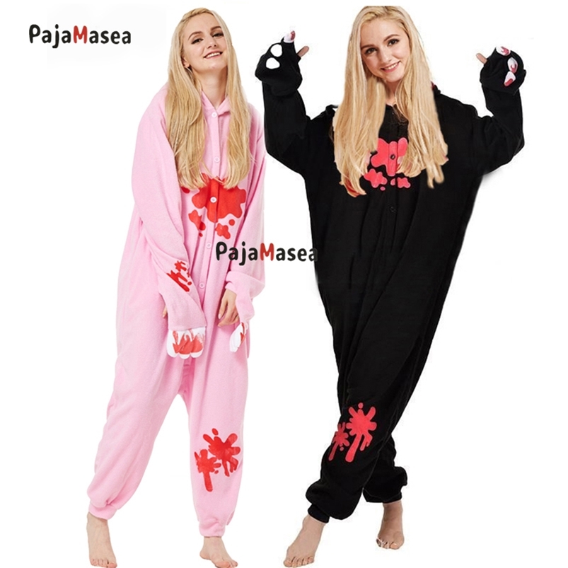 

Women' Sleepwear PAJAMASEA Halloween Gloomy Bear Men Black Onesies Fleece Adult Cartoon Onsie Pink Women Animal Cosplay Costume Raccoon Kigurumi 220913, Black onesie