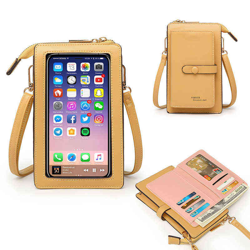 Evening Bags Phone Bag Small Shoulder Bags Women Wallet Pu Leather Touch Screen Crossbody Bags New Design Handbags Ladies Popular Wallet