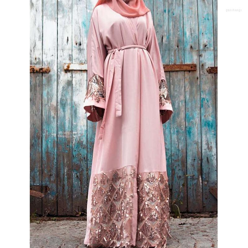 

Women' Trench Coats Dubai Middle East Mesh Sequin Patchwork Loose Adjustable Waist Cardigan Solid Robe Cloak Coat For Women Windbreaker, Pink