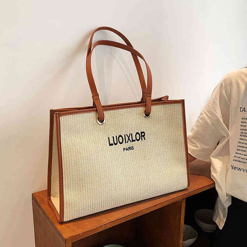 Large capacity bag women's 2022 new fashion straw simple large shoulder exotic Tote Bag Commuter Purses Outlet-image-802166816