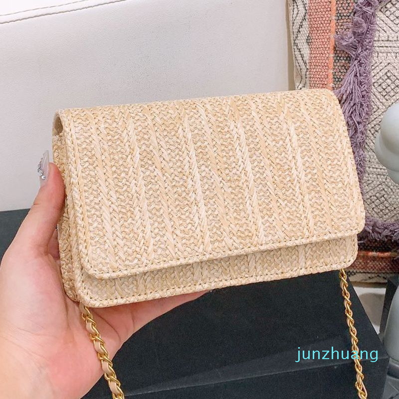 

Designer Women Raffia Straw 19 Crossbody Bag France Paris Brand Mini Linen Purse Lady Golden Ball Chain Flap Messenger Shoulder Handbag Luxurys Bags, Blue