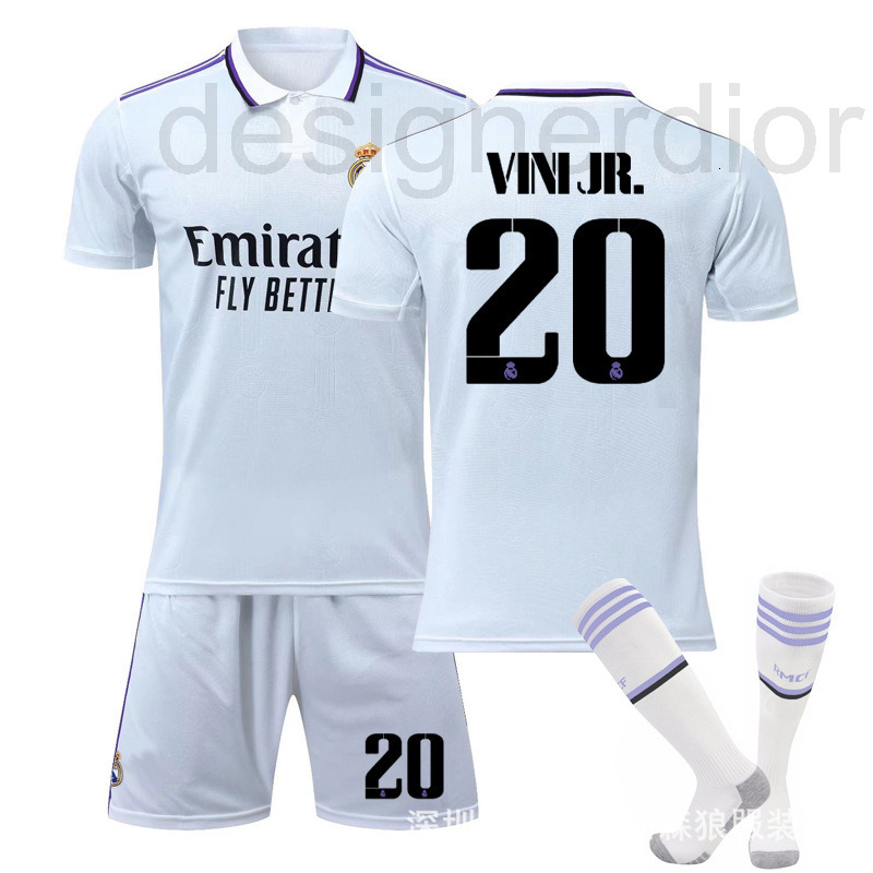 

Football Sets designer jerseys 21--23 home and away two No. 9 Benzema Soccer Jersey 20 Vinicius kids' wear CR1K, White