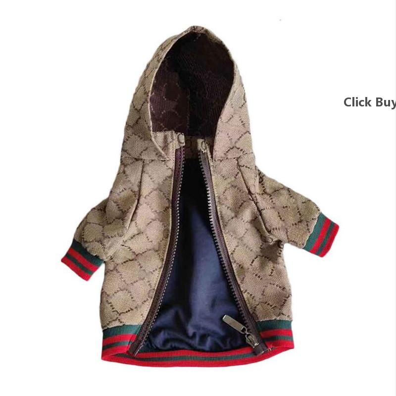 

Autumn Thicken Pets Jackets Dog Apparel Full Letter Jacquard Teddy Schnauzer Coat 2 Colors Windproof Bulldog Jacket, Brown