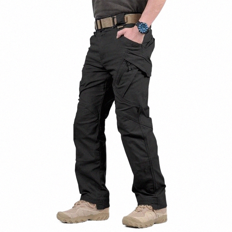 

Men's Pants city Tactical Cargo Pants Men Combat SWAT Army Military Many Pockets Stretch Flexible Man Casual Trousers 5XL Men's X7aC#, Black